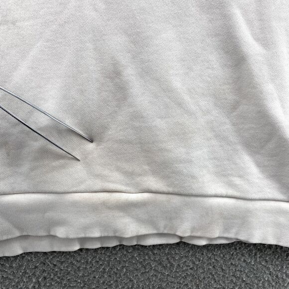 Adidas Essentials Sweater Men's XL White Green Big Spell Out Logo Crewneck Sport - Picture 3 of 10